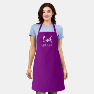 Chef Custom Name Modern Paars Schort