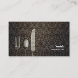 Chef Damask Antiek Silverware Visitekaartje