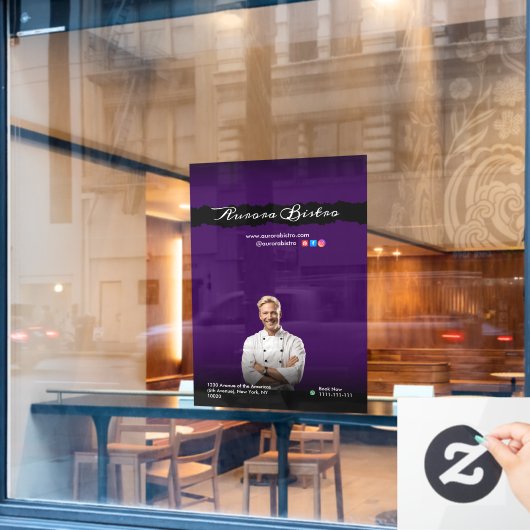  Chef Dark Violet with Black Shadows Raamsticker (Cafe Raam)