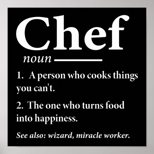 Chef Definitie Grappig Koken Chef Poster (Voorkant)