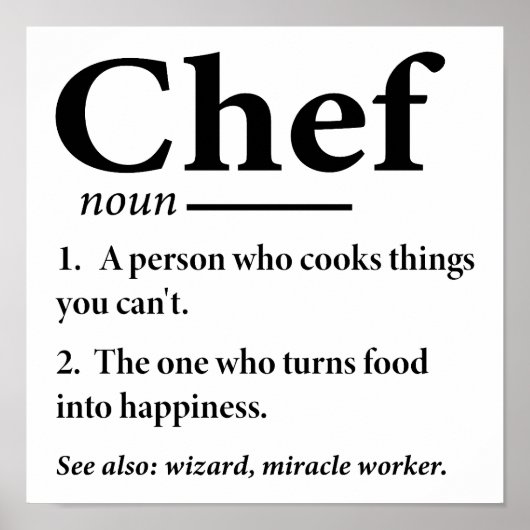 Chef Definitie Grappige Koken Chef Poster (Voorkant)