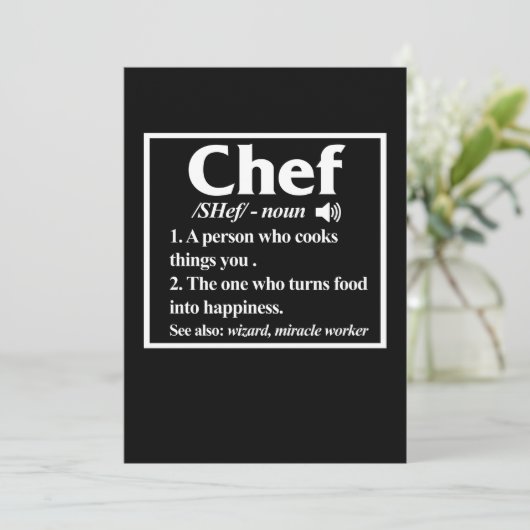 Chef Definition Cook Cooking Kitchen Food Maker Bedankkaart (Staand voorkant)