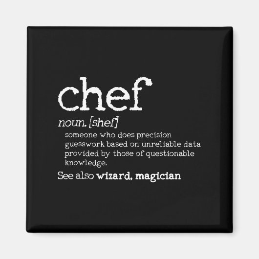 Chef Definition - Funny Dictionary Cooking Gift Ta Magneet (Voorkant)
