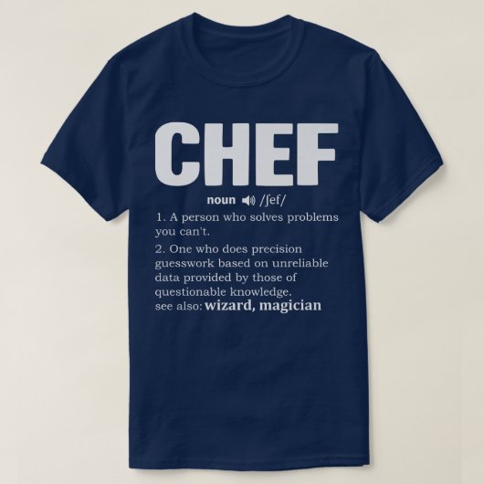 Chef Definition Sous Chef Dictionary Cook Noun Coo T-shirt (Design voorkant)