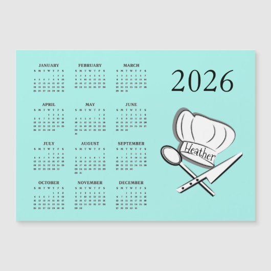 Chef Design 2026 Calendar Magnetic Card (Voorkant)
