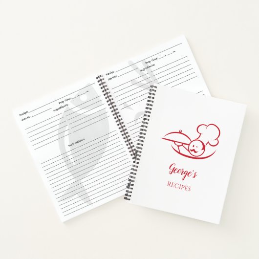 Chef Design Personalized Spiral Recipe Book Notitieboek (Binnen)