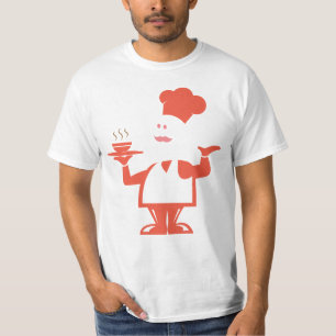 Chef die een kom soep vasthoudt t-shirt