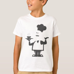 Chef die een kom soep vasthoudt t-shirt