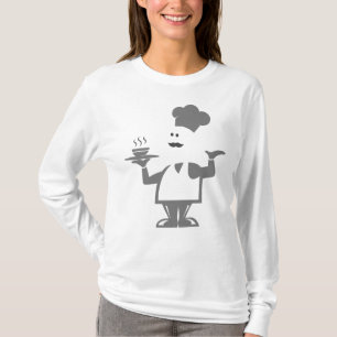 Chef die een kom soep vasthoudt t-shirt