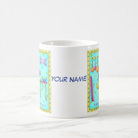 Chef Dog Whimsy Art Name Personalized Koffiemok (Center)