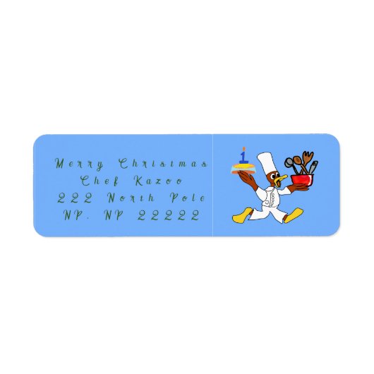 Chef Ducky Kazoo Retour Adreslabel Etiket (Voorkant)