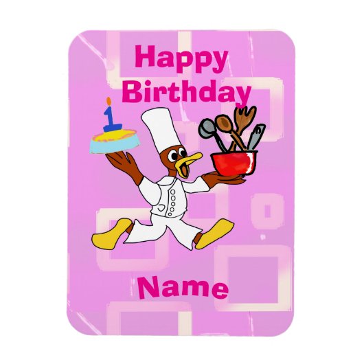 Chef Ducky Kazoo Roze geometrisch Magneet (Verticaal)