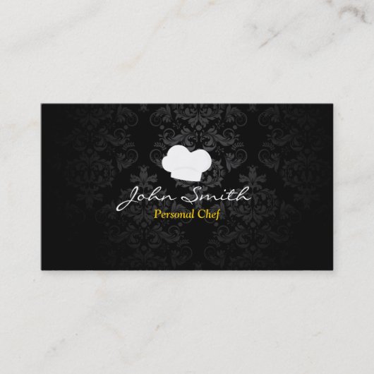 Chef Elegant Dark Damask Visitekaartje (Voorkant)