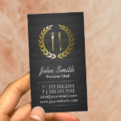 Chef Elegant Donker Hout Catering Visitekaartje