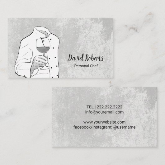 Chef Elegant Hand Drawing Visitekaartje (Voorkant / Achterkant)