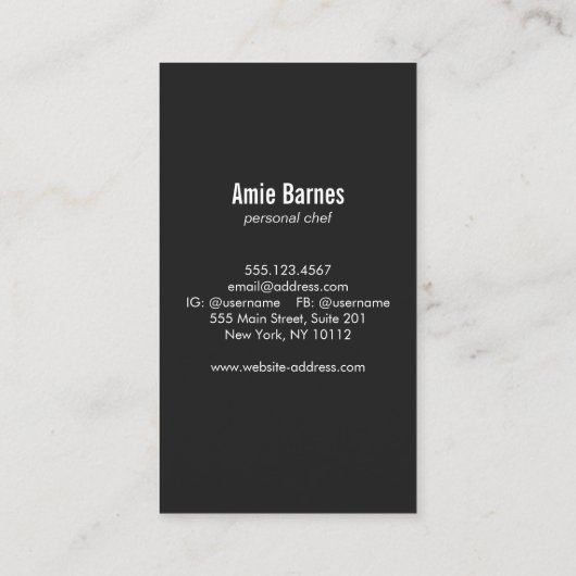 Chef en Baker Whisk Catering Visitekaartje (Achterkant)