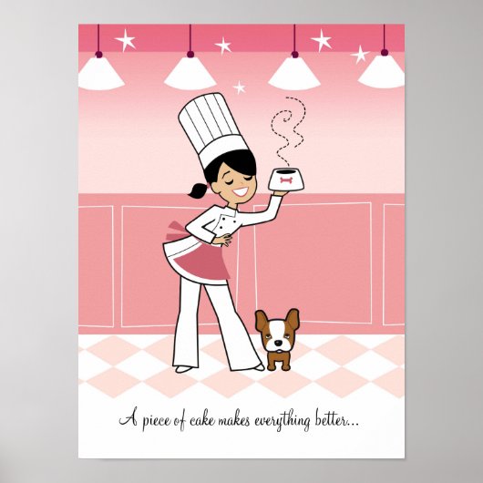 Chef en hond in het Poster van Keuken (Voorkant)