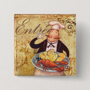 Chef Entrée Vierkante Button 5,1 Cm