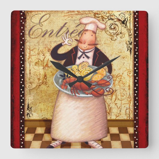 Chef Entrée Vierkante Klok (Voorkant)