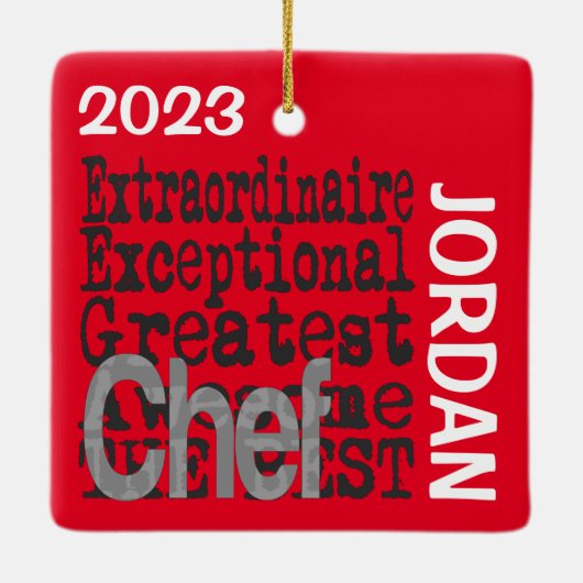 Chef Extraordinaire CUSTOM Keramisch Ornament (Achterkant)