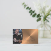 Chef Faux Copper Professional Photo QR Code  Visitekaartje (Staand voorkant)