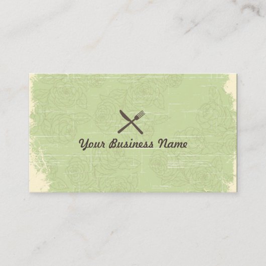  Chef Floral Pattern Catering Visitekaartje (Voorkant)