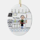 Chef, geen Pet - Mannelijk Keramisch Ornament (Rechts)