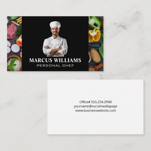 Chef Gekruiste Armen | Gesneden Voedsel Visitekaartje (Voorkant / Achterkant)