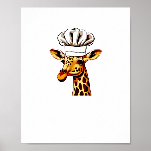 Chef Giraffe - Schattige Giraffe Met Een Kookmuts Poster (Voorkant)