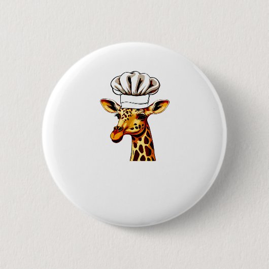 Chef Giraffe - Schattigee Giraffe in een Chef's Pe Ronde Button 5,7 Cm (Voorkant)