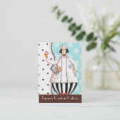 Chef Girl Bus. Kaart - Bruin met zwart haar Visitekaartje (Staand voorkant)