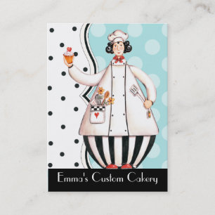 Chef Girl Cupcake Visitekaartje - Black Hair