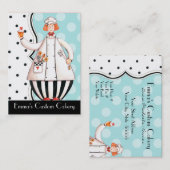 Chef Girl Cupcake Visitekaartje - Rood-Oranje haar (Voorkant / Achterkant)