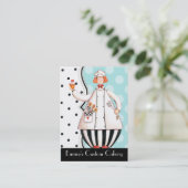 Chef Girl Cupcake Visitekaartje - Rood-Oranje haar (Staand voorkant)