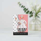 Chef Girl Cupcake Visitekaartje - Rood-Oranje haar (Staand voorkant)