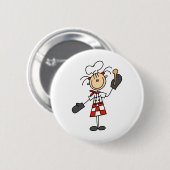Chef Girl met Wooden Spoon Buttonnen Ronde Button 5,7 Cm (Voorkant /achterkant)