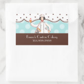 Chef Girl Rectangle Label - Bruin met zwart haar (Tas)