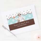 Chef Girl Rectangle Label - Bruin met zwart haar (Envelop)