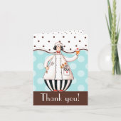 Chef Girl Thank You Card - Bruin met zwart haar Bedankkaart (Voorkant)