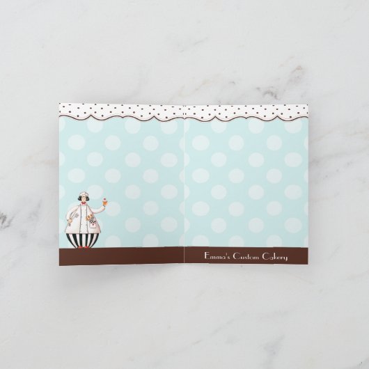 Chef Girl Thank You Card - Bruin met zwart haar Bedankkaart (Binnen)