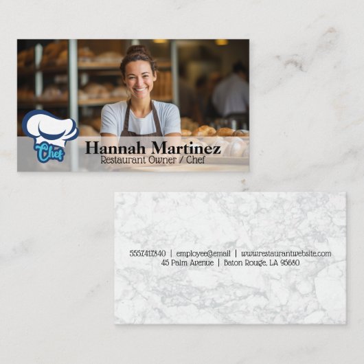 Chef glimlacht | bakkerij visitekaartje (Voorkant / Achterkant)
