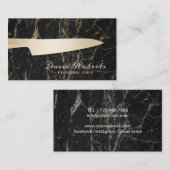 Chef Gold Knife Catering Modern Black Marmer Visitekaartje (Voorkant / Achterkant)