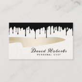 Chef Gold Mes Catering Modern Zwart Dripping Visitekaartje (Voorkant)