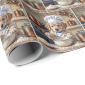 Chef Golden Retriever Puppy Baking Cadeaupapier (Rol Hoek)