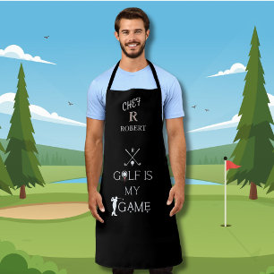 *Chef & Golfer Zwart & Wit Aangepast Naam Monogram Schort