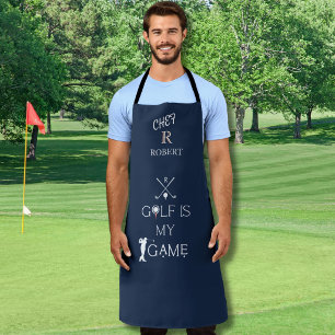 Chef & Golfer Zwart & Wit Aangepaste Monogram Naam Schort