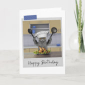 Chef Grey Cat Funny Birthday Card Kaart (Voorkant)