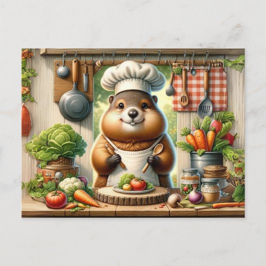 Chef Groundhog Briefkaart (Voorkant)