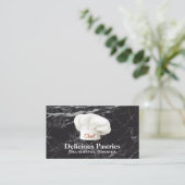 Chef Hat | Achtergrond zwarte marmer Visitekaartje (Staand voorkant)