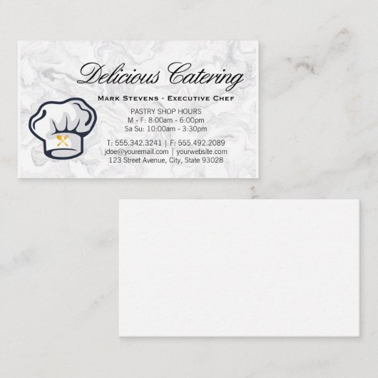 Chef Hat | bestek | Marmeren achtergrond Visitekaartje (Voorkant / Achterkant)
